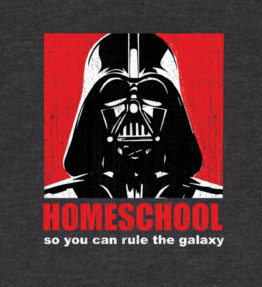 Vader on gray shirt. Star Wars Darth Vader homeschool t-shirt tee shirt
